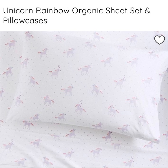 Pottery Barn Kids Bedding Lavender Molly Unicorn Rainbow Organic